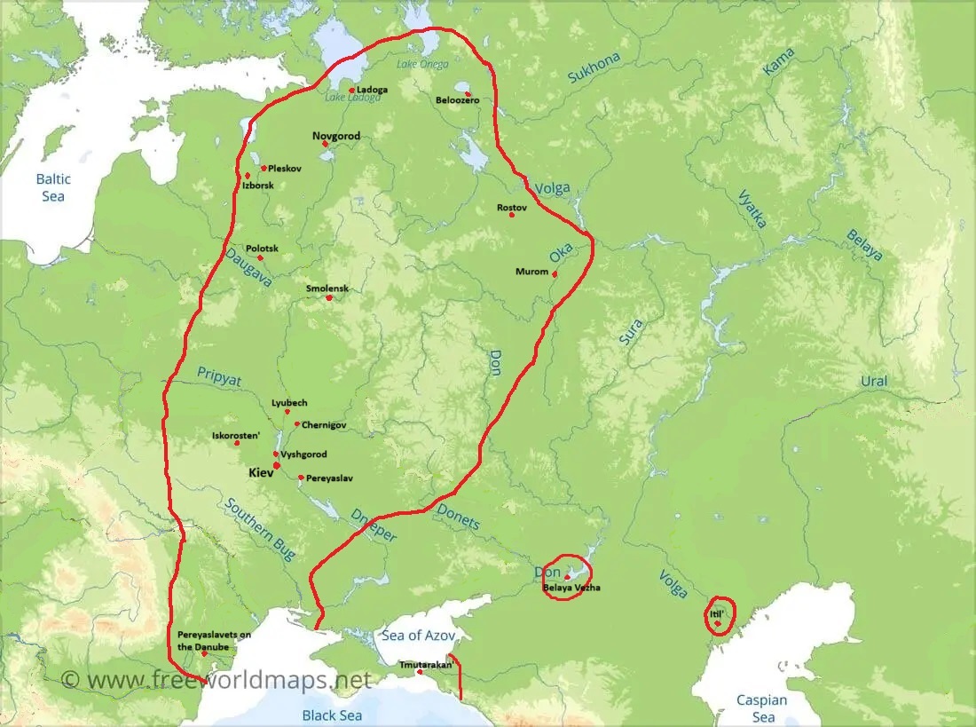 Map of Svyatoslav's Russia